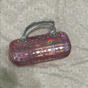 Pink and Silver Heart sunglasses Case
